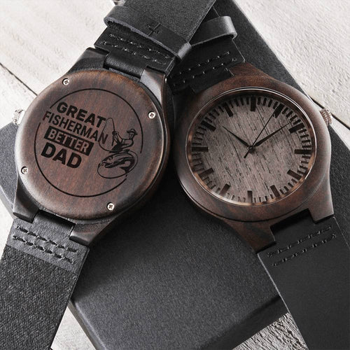 Gift For Fisherman Dad Father Watch Unique Gift Love You Dad - Gift To Dad Engraved Wooden Watch