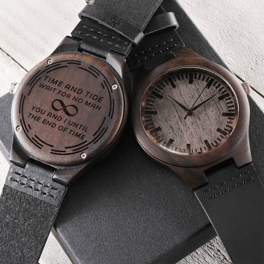 Time And Tide - Wooden Watch Engraved Wooden Watch