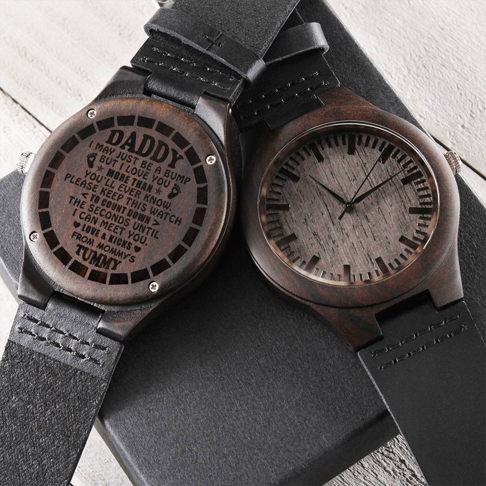 To My Daddy From A Bump Gift For Dad On Father's Day Daddy Watch New Daddy Gift Daddy To Be Gift From A Bump Gift To M Engraved Wooden Watch