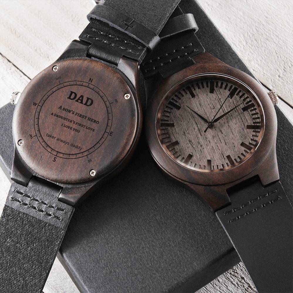 Cool Custom Hand Engraved Watch For Dad - Engraved Message Gift For Dad From Son & Daughter - Fathers Day Gift 2022 My Engraved Wooden Watch