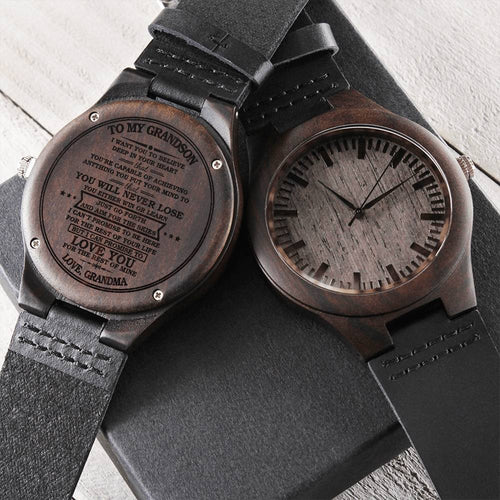 To My Grandson Watch For Boy Sentimental Gift Grandson Birthday Graduation Gift Idea Engraved Wooden Watch