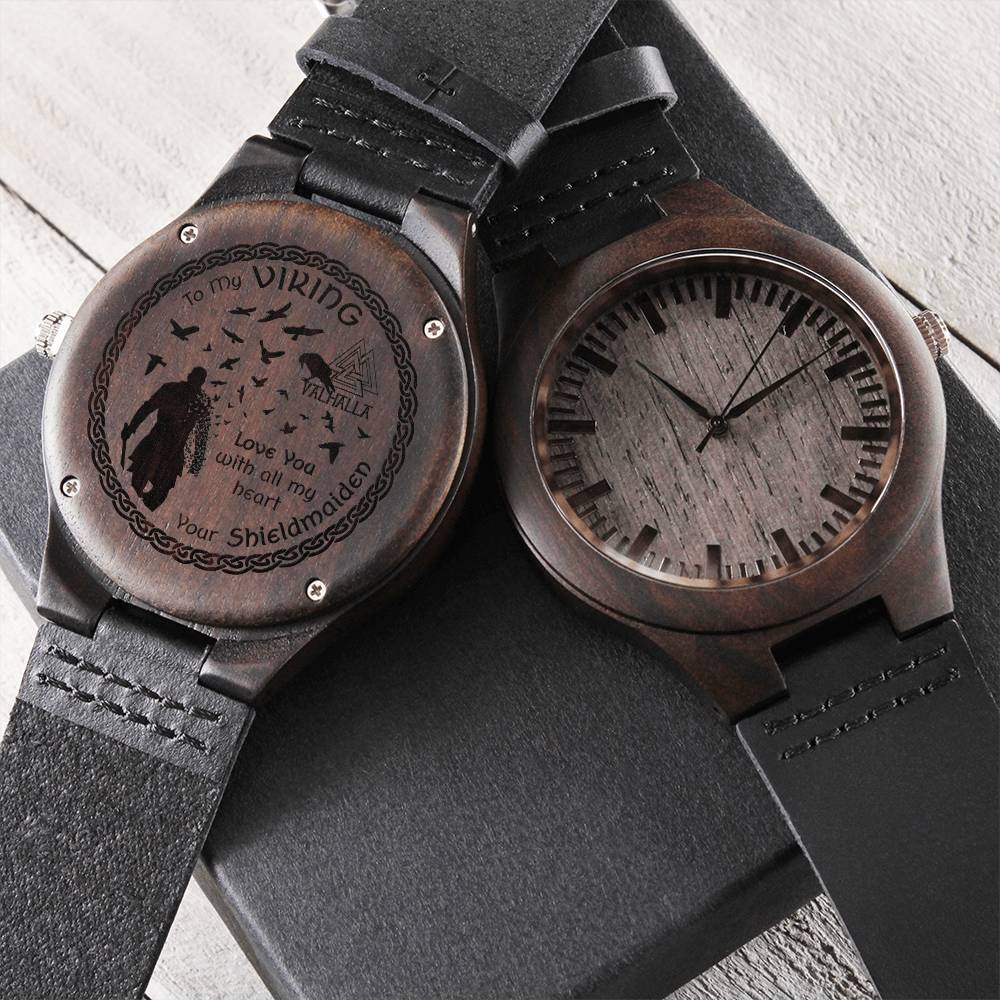 To My Viking From Shieldmaiden Watch Viking Husband Gift Watch Gift For Husband Viking Husband Watch Viking Husband Bi Engraved Wooden Watch