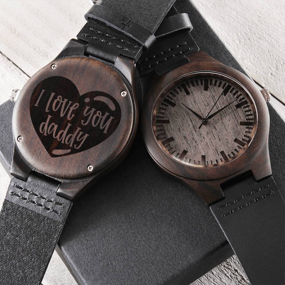 I Love You Daddy Watch - Father's Day Gift For Dad I Love You Engraved Watch Men's Watch Gifts F Engraved Wooden Watch