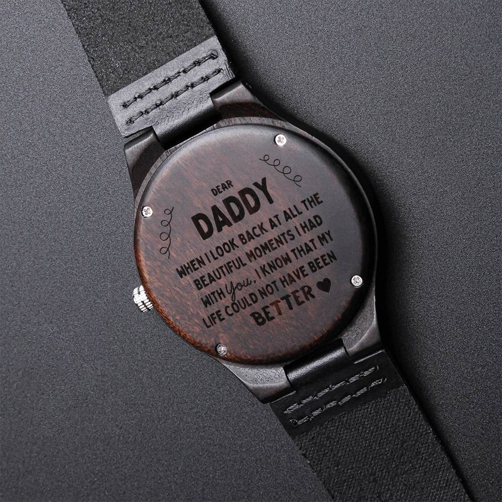 Dear Daddy Premium Watch For Father Day New Dad Jewelry Gift For Dad On Father's Day Daddy Watch New Daddy Gift Daddy 1 Engraved Wooden Watch
