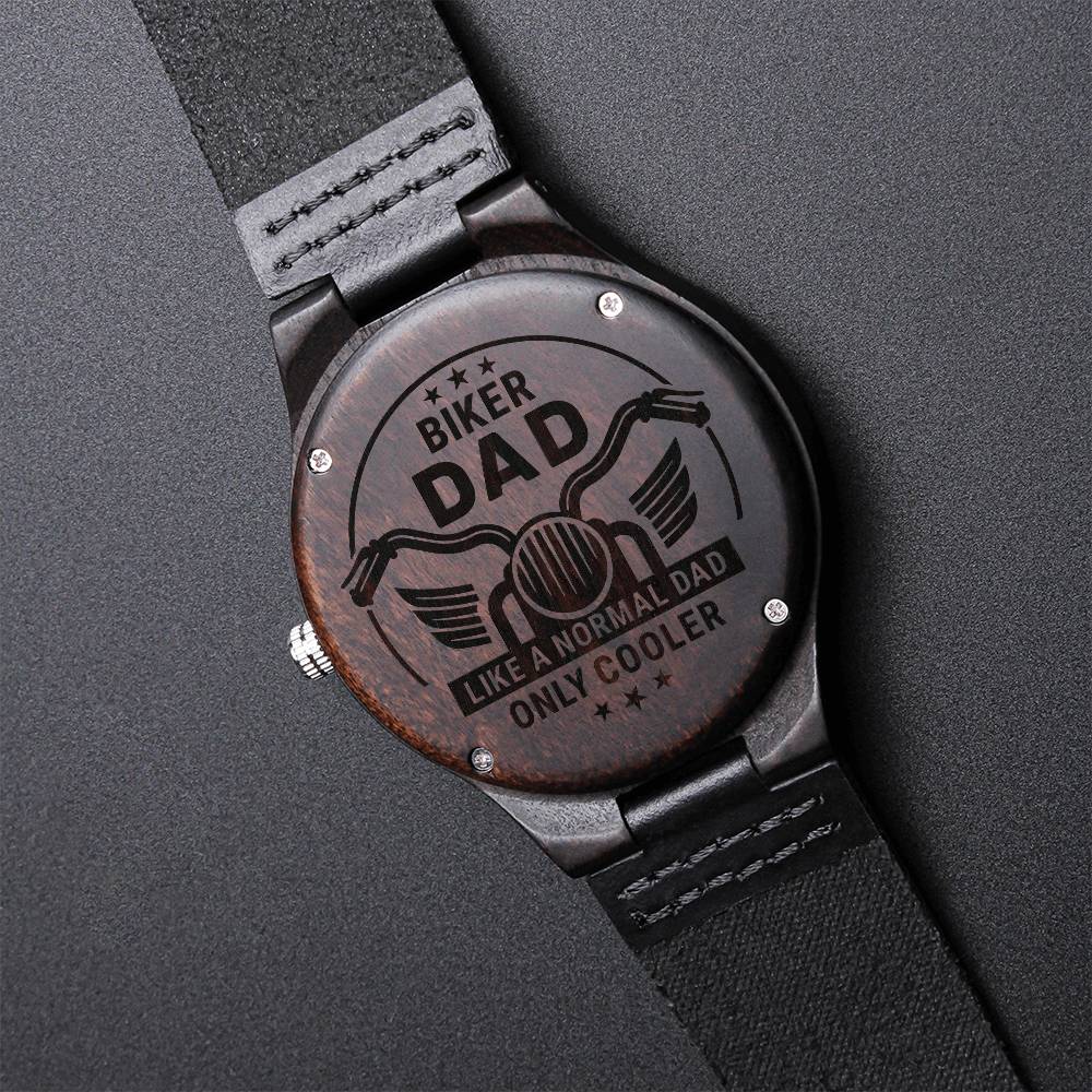 Biker Dad Engraved Wooden Watch