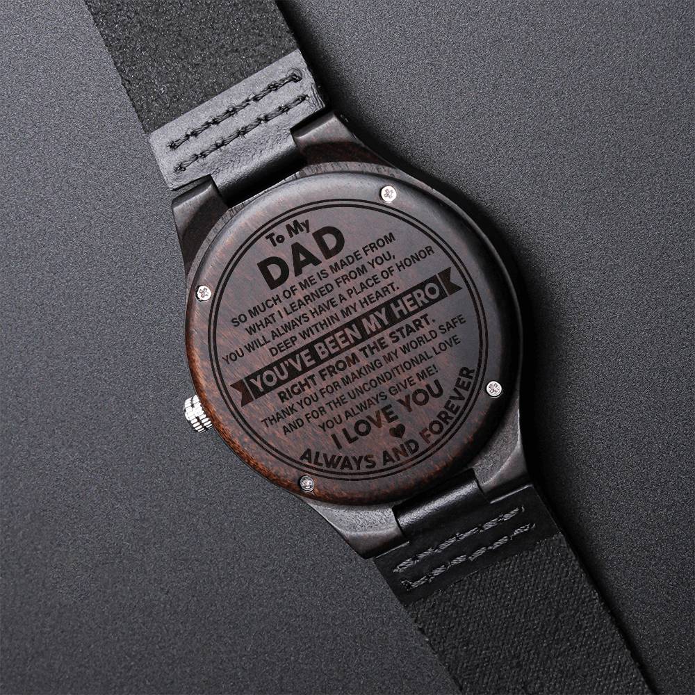 To My Dad Wood Watch For Dad Dad Gift From Daughter Fathers Day Gift Dad Birthday Gift Engraved Wooden Watch