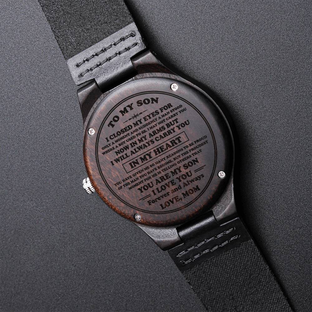 To My Son Wood Watch Gift For Son From Mom Son's Birthday Graduation Christmas Gift Engraved Wooden Watch