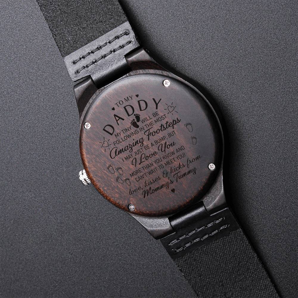 Daddy Gift From Bump Engraved Watch First Time Dad Gift Daddy From Bump Soon To Be Dad Dad Birthday Watch New Dad Jewe Engraved Wooden Watch