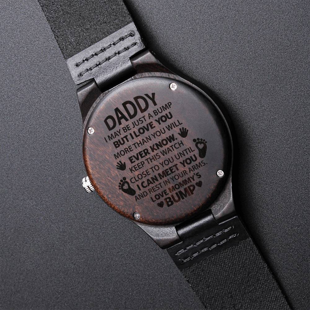Daddy To Be Keepsake Gift From Baby Bump Birthday Gift For New Dad For Daddy Engraved Wooden Watch