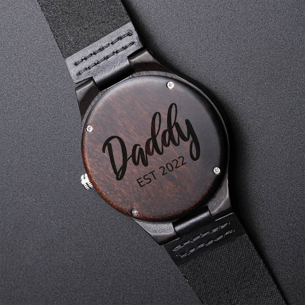 Daddy Est 2022 Black Chronograph Watch Dad Gift Gift For Father Unique Gifts For Dad Dad Birthday Gift Engraved Watch Engraved Wooden Watch