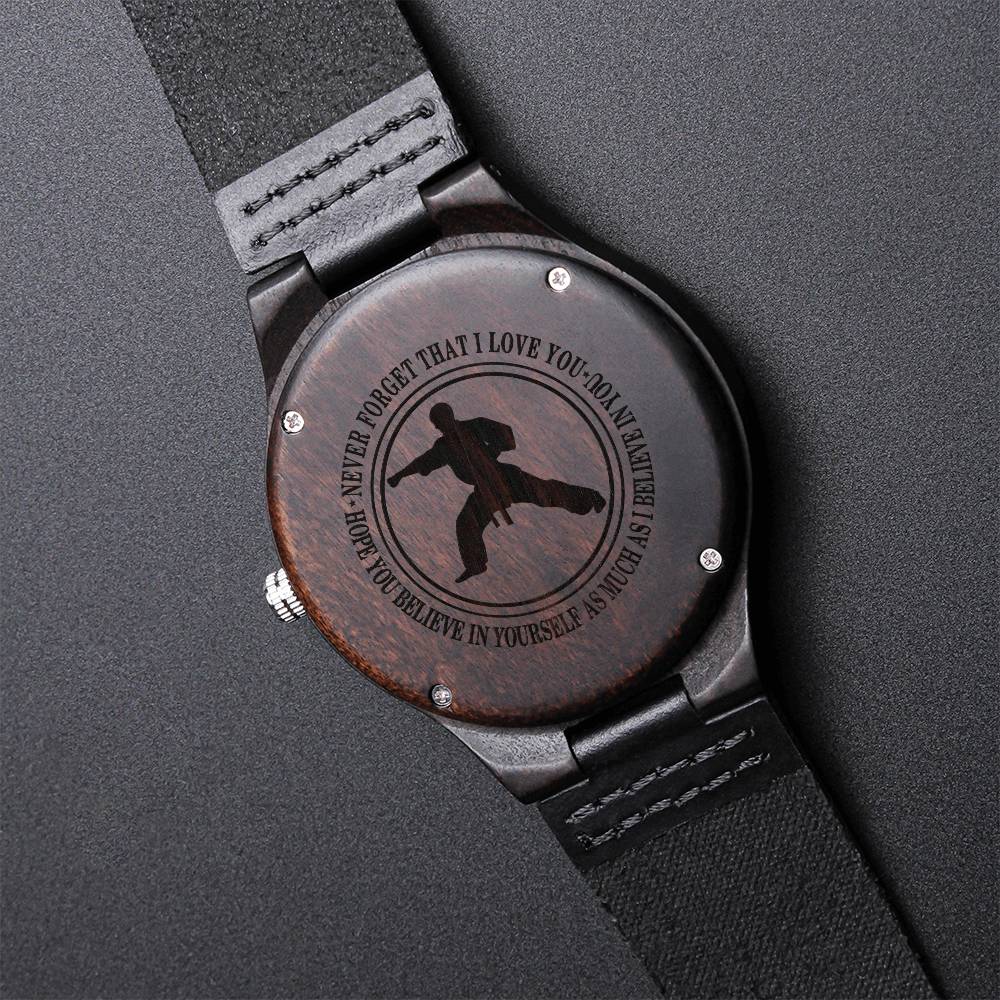 To My Karate Son To My Son Gift Watch - Gift For Son Groom On Wedding Day Love From Mom Engraved Wooden Personalized Engraved Wooden Watch