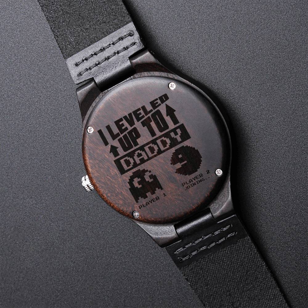 Leveled Up To Daddy Engraved Chronograph Watch - Father's Day - To My Dad - Watch For Dad From Daughter Birthday Gift Engraved Wooden Watch