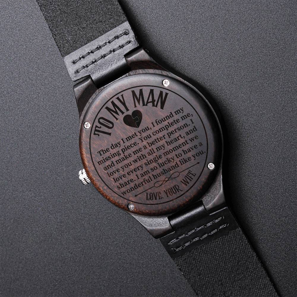 To My Man Wooden Watch Gift For Husband Romantic Birthday Gift For Husband Husband Gift Heartfelt Gift Watch Gift Engraved Wooden Watch