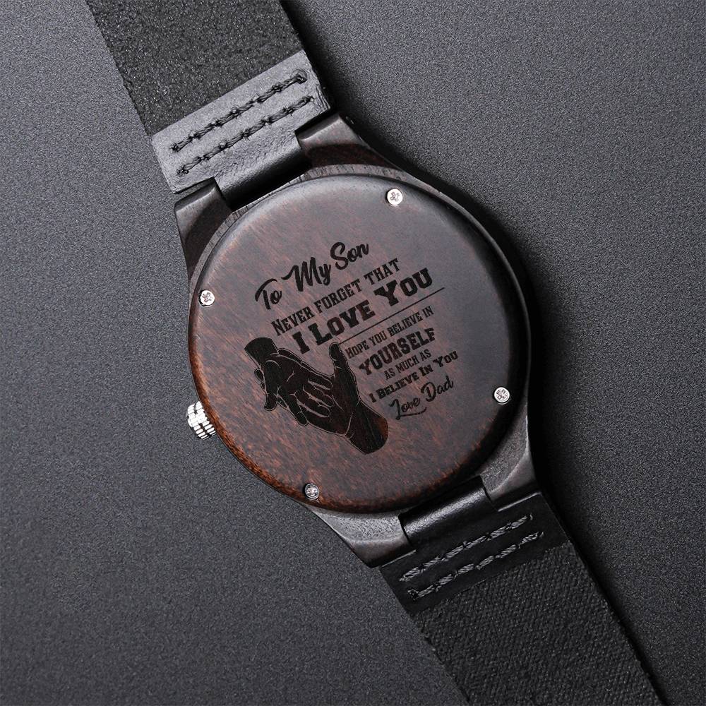 Gift For Son Never Forget That I Love You Customized Engraved Wooden Watch