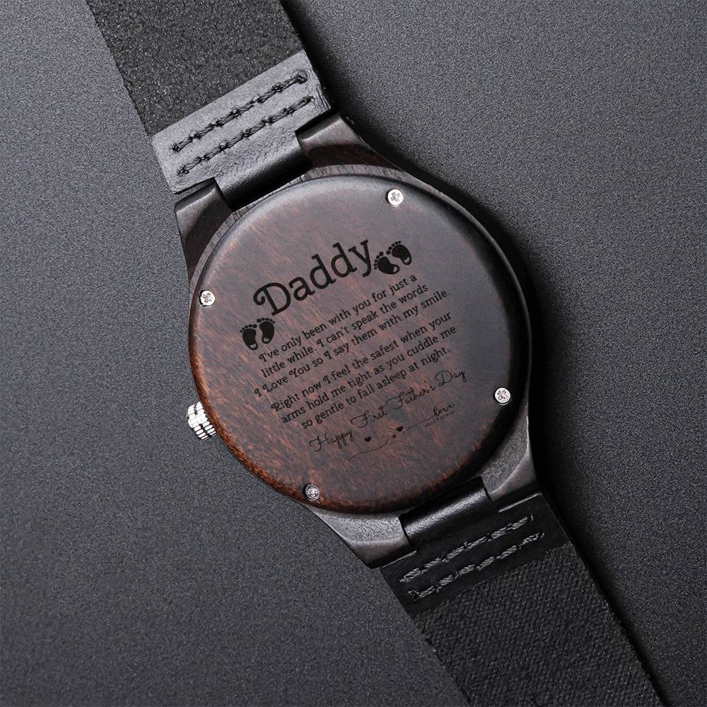 Daddy First Father's Day - Daddy Gift From Bump - Engraved Watch - First Time Dad Gift - Daddy From Bump - Soon To Be 1 Engraved Wooden Watch