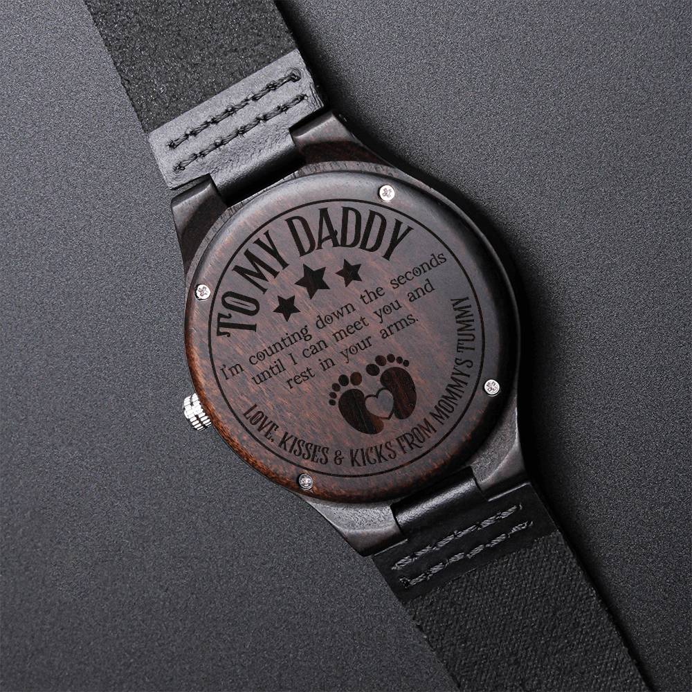 Gift For Dad On Fathers Day Daddy Watch New Daddy Gift Daddy To Be Gift From A Bump Gift To My Daddy From A Bump Engraved Wooden Watch