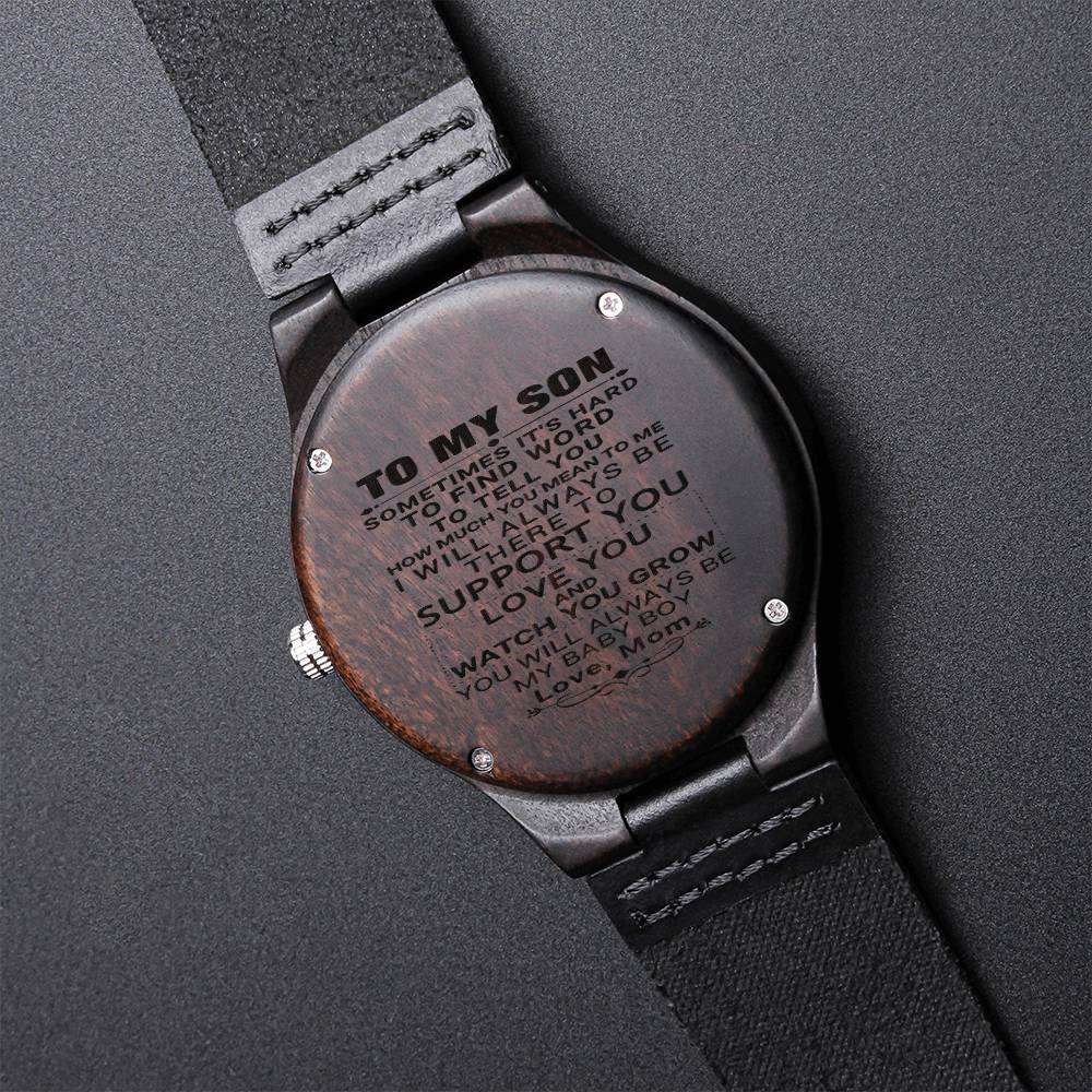 Gift For Son - Watch You Grow - Dog Tag To My Son - Stainless Steel Watch Son Gifts Xmas Christmas Son Birthday Bonus Engraved Wooden Watch