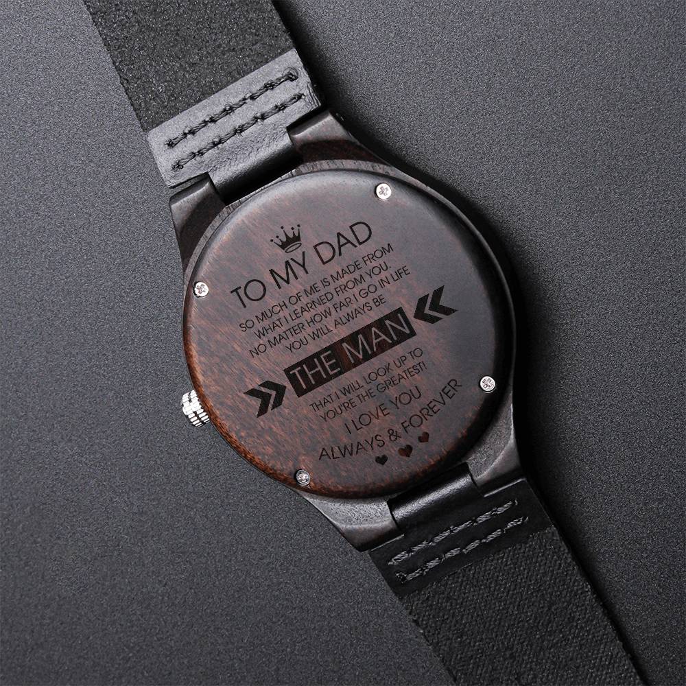 To My Dad Wood Watch Personalized Watch For Men Dad Birthday Gift From Daughter Or Son Engraved Wooden Watch