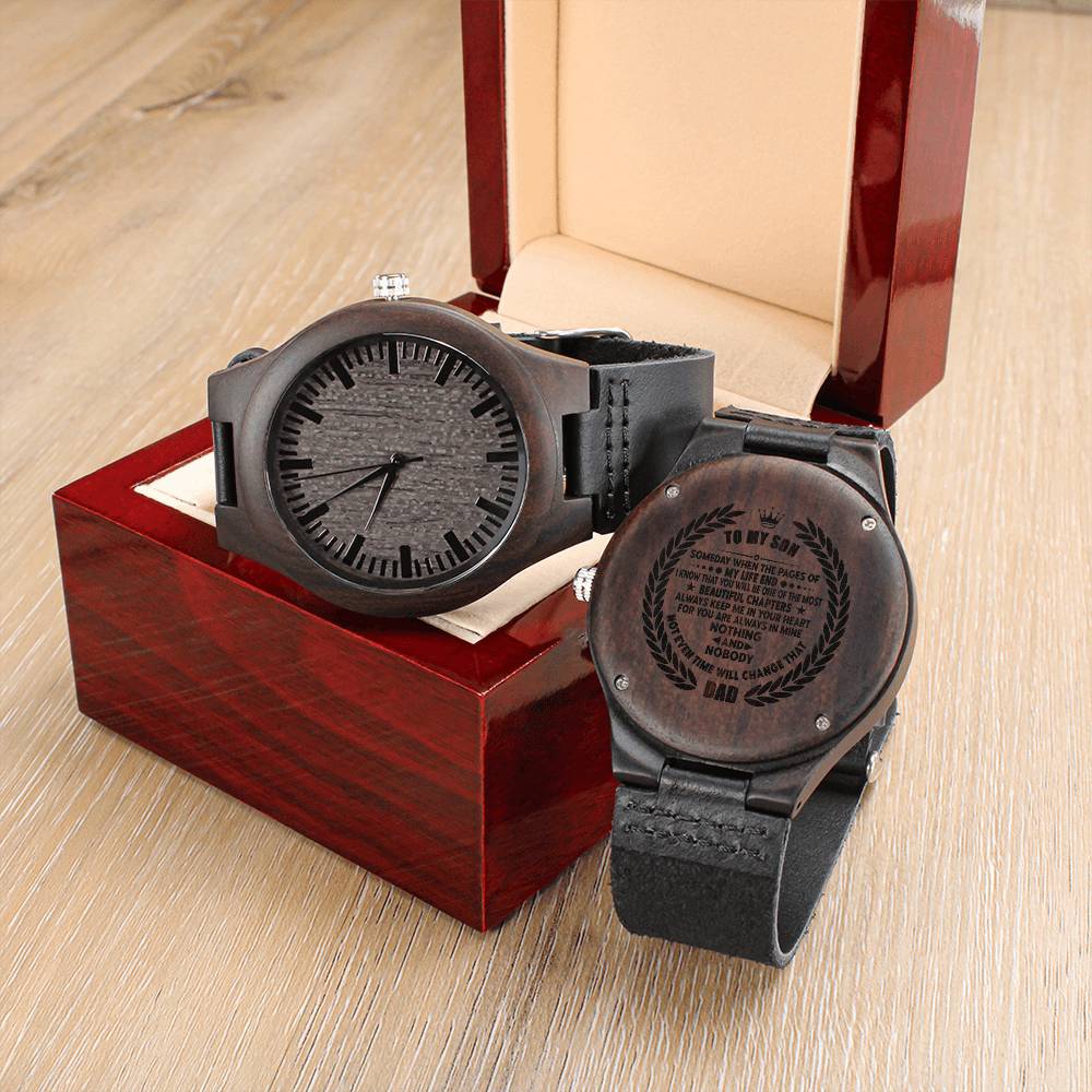 To My Son I Will Always Be Here For Your Engraved Chronograph Watch - First Father's Day Gift Engraved Watch Personali Engraved Wooden Watch