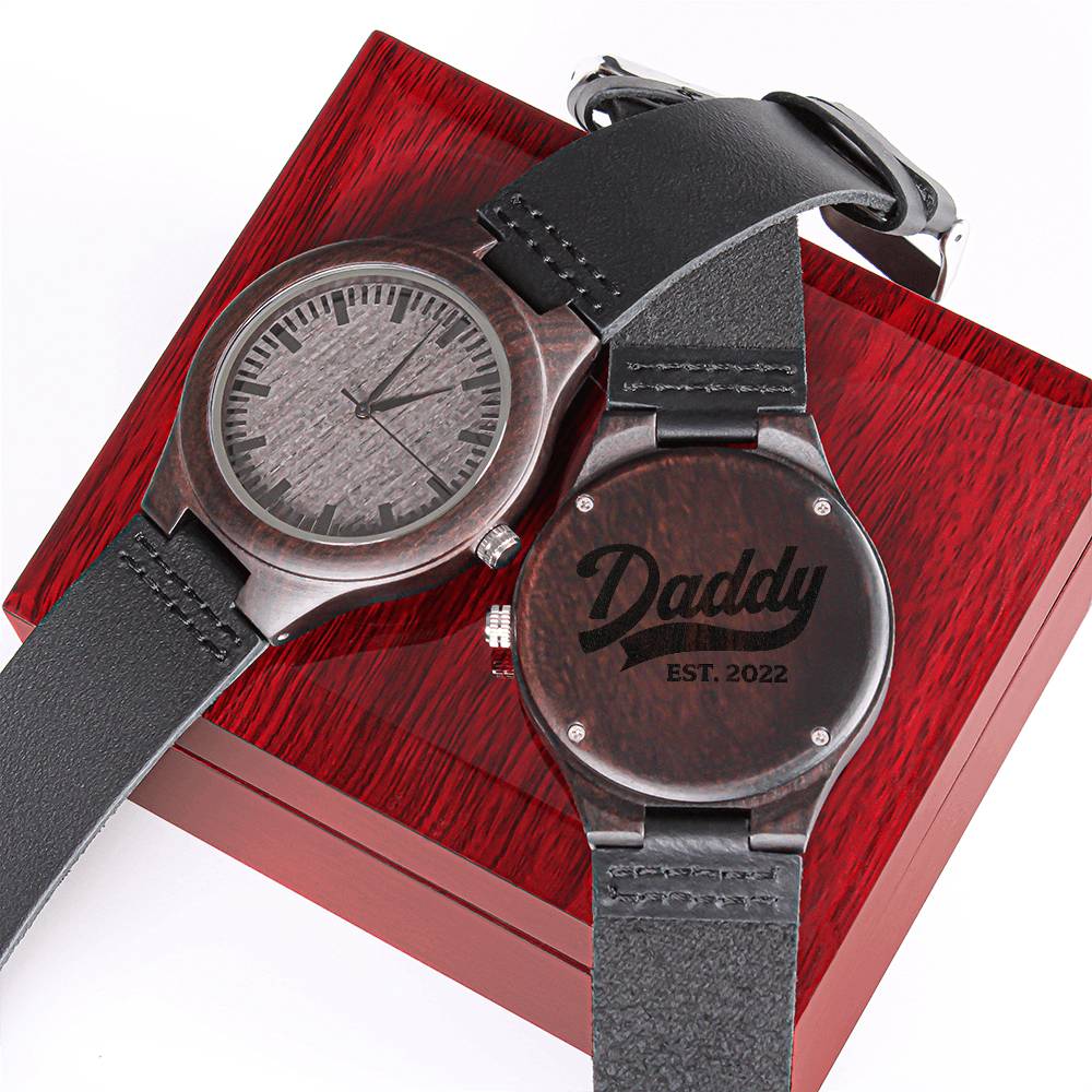 New Daddy 2022 Watch Gift For First Time Dad 2022 Personalized Watch Gift For Dad Gift For Husband Personalized Watch Engraved Wooden Watch