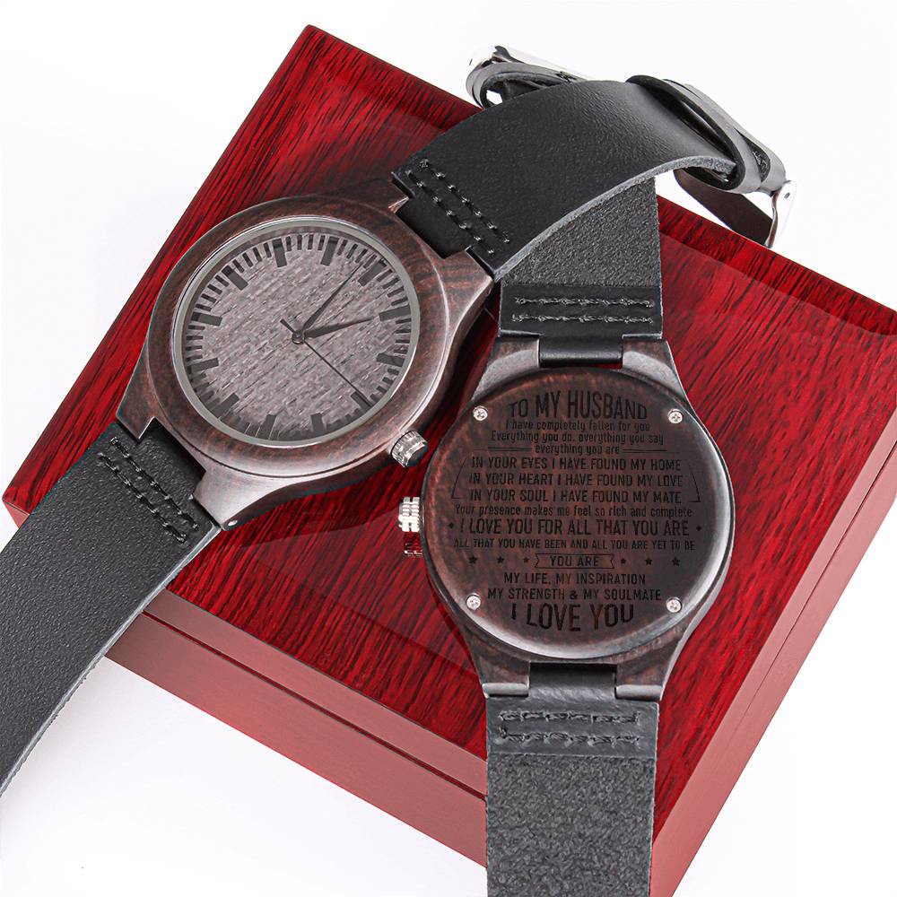 To My Husband Wood Watch For Men Husband Birthday Anniversary Gift Engraved Wooden Watch