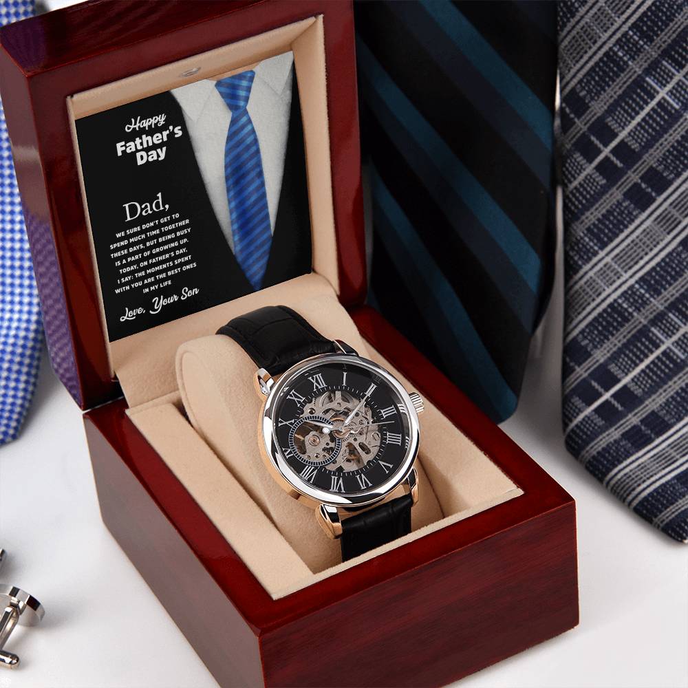 To My Dad Gift Watch Openwork Watch For Dad Father's Day Watch With Message Card Father's Day Gift To Dad From Son