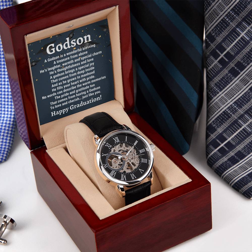 Godson Graduation Gift From Godmother Godson Gift College Graduation Gift Luxury Watch Gift For Godson Godson Gift From Godfather Openwork Watch