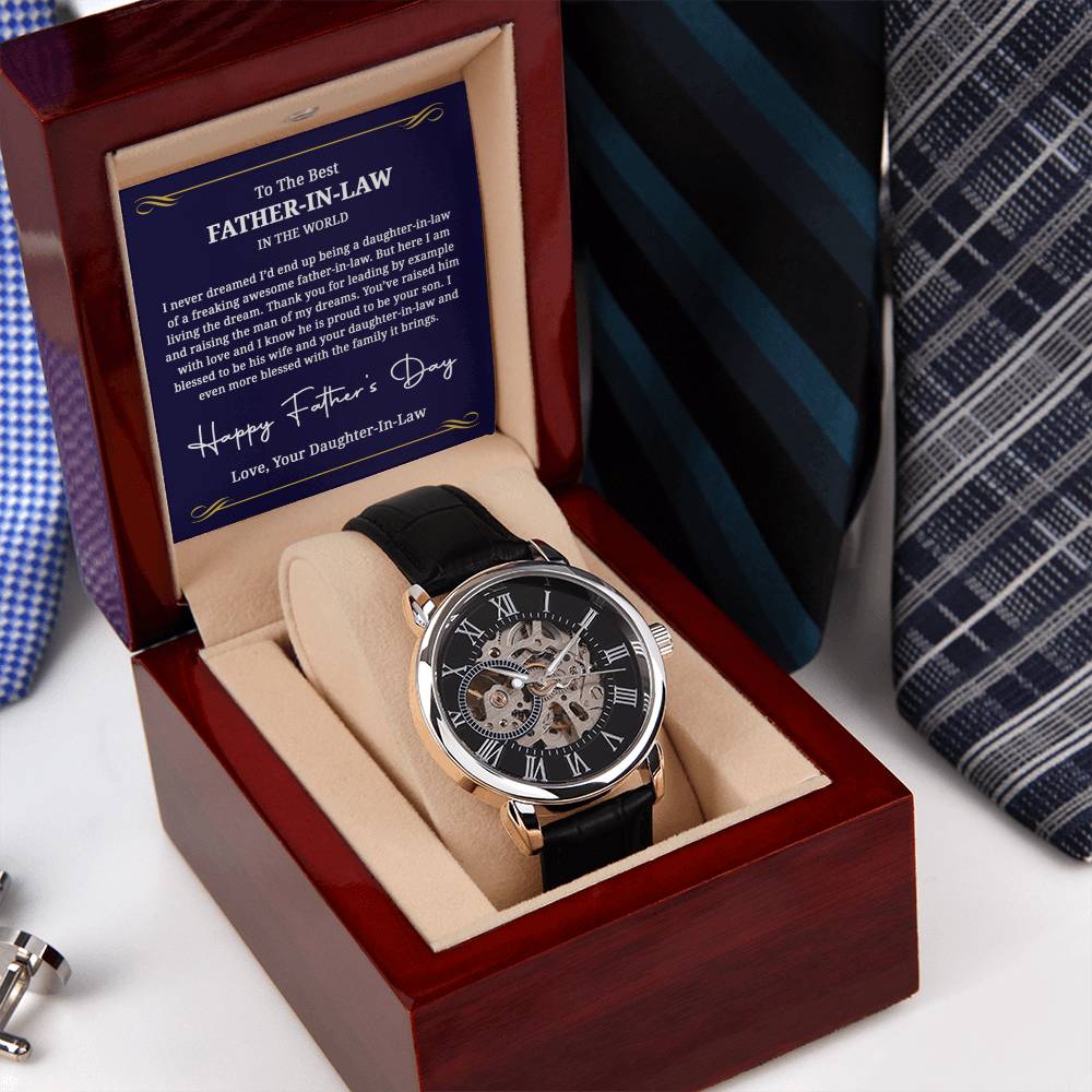 To The Best Father-In-Law Watch Gift For Father-In-Law Openwork Watch