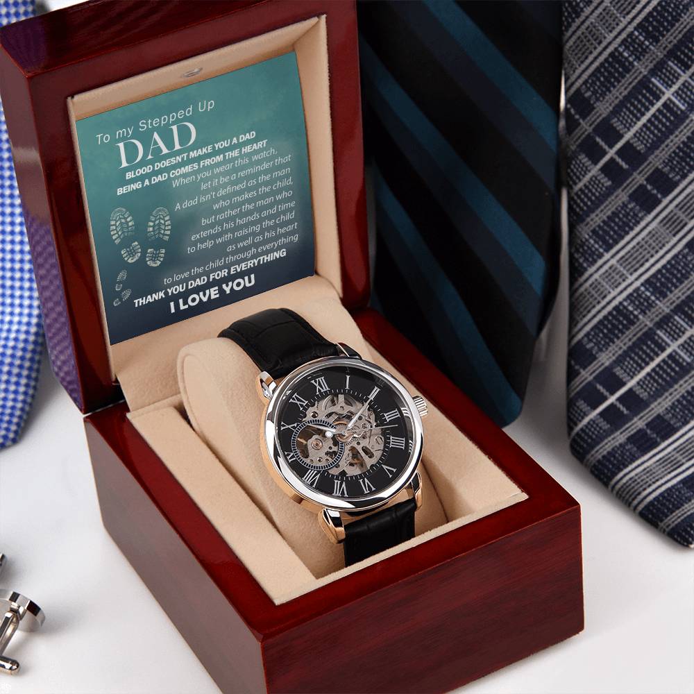 To My Stepped Up Dad Openwork Watch For Step Dad Father's Day Gift Stepdad Gift