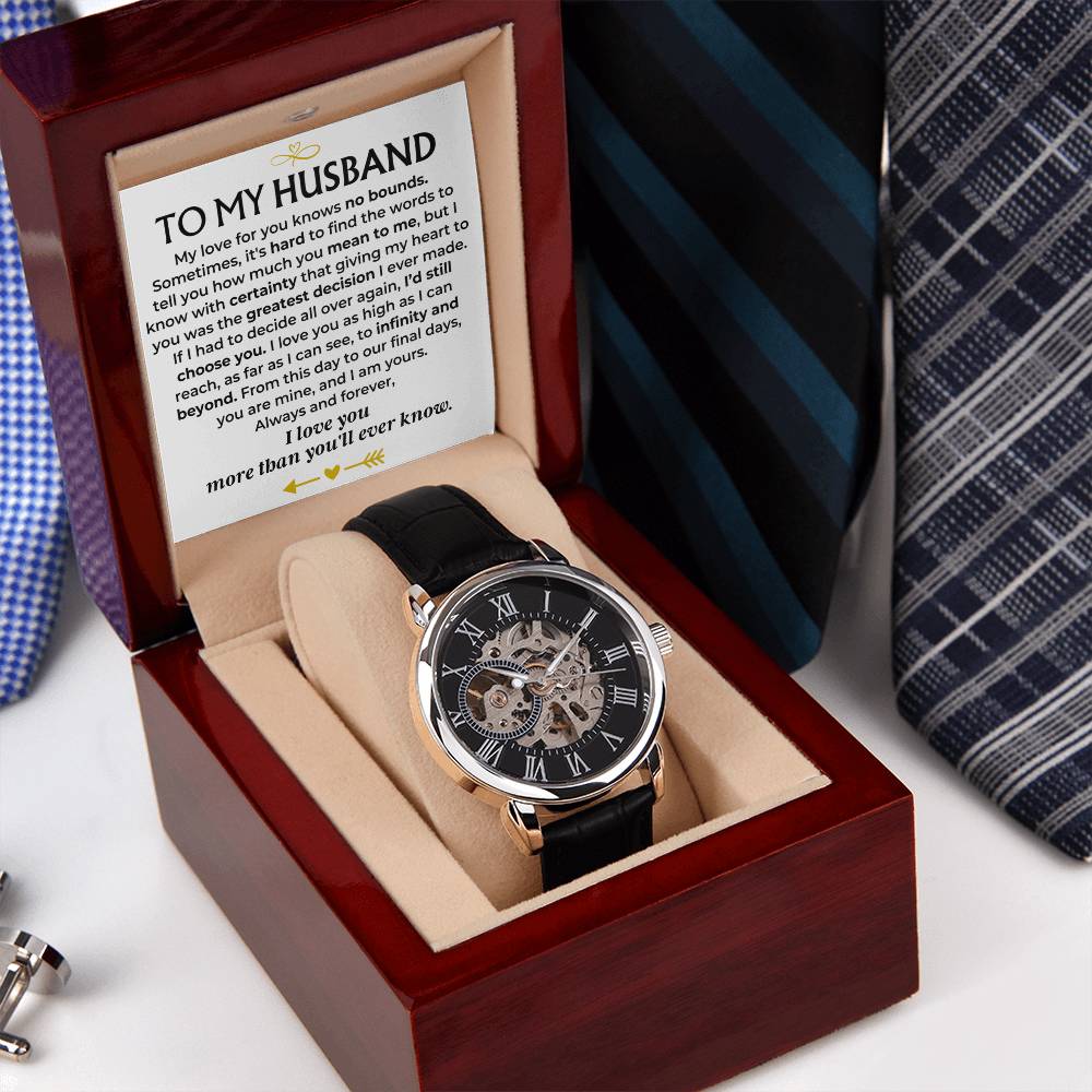 To My Husband Love You Forever Braided Openwork Watches Gift Set