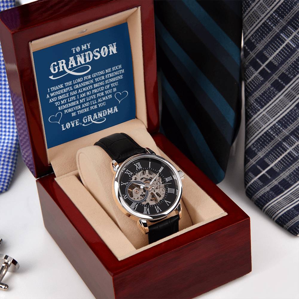 To My Grandson Grandson Gift From Grandma Grandson Birthday Gift Grandson Graduation Gift Meaningful Openwork Watch