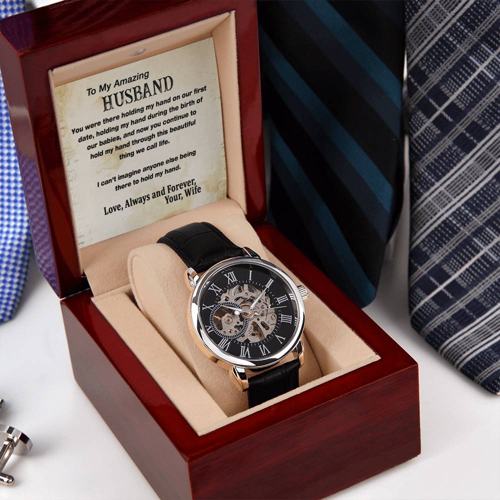 Men's Openwork Watch To My Amazing Husband Gift Watch With Message Card Skeleton Watch For Husband Father's Day Gift From Wife Husband Birthday