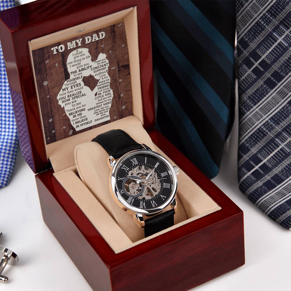 Gift For Dad From Daughter Special Constant Support Men's Openwork Watch