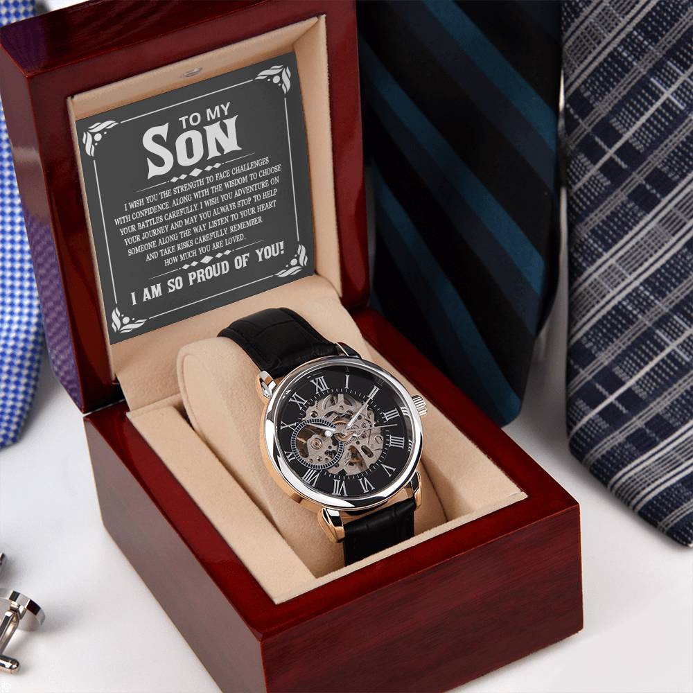 To My Son - I Wish You The Strength To Face Challenges - Men's Openwork Watch - Perfect Gift For Son