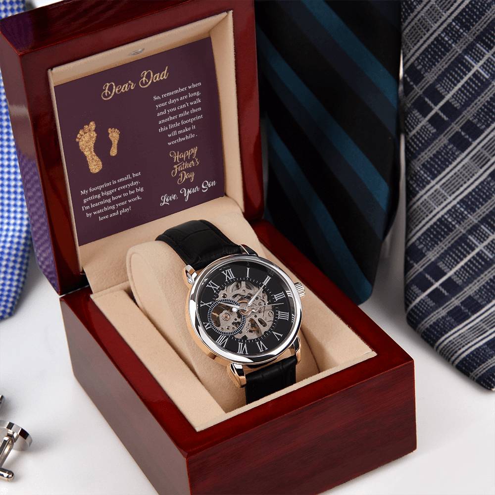 To My Dad Watch Happy Father's Day Gift From Son Wrist Watch For Men Openwork Watch With Message Card For Dad To Dad From Son Gift