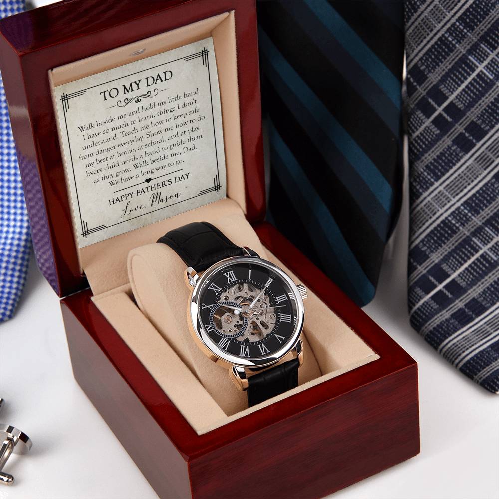 To My Dad Openwork Watch Gift For Dad From Son Father Daughter Gift Father's Day Gift For Dad