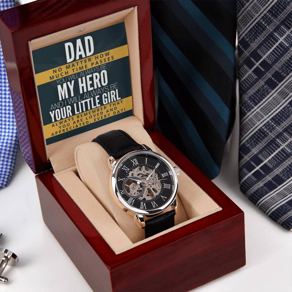Dad My Hero! From Your Little Girl! - Openwork Watch
