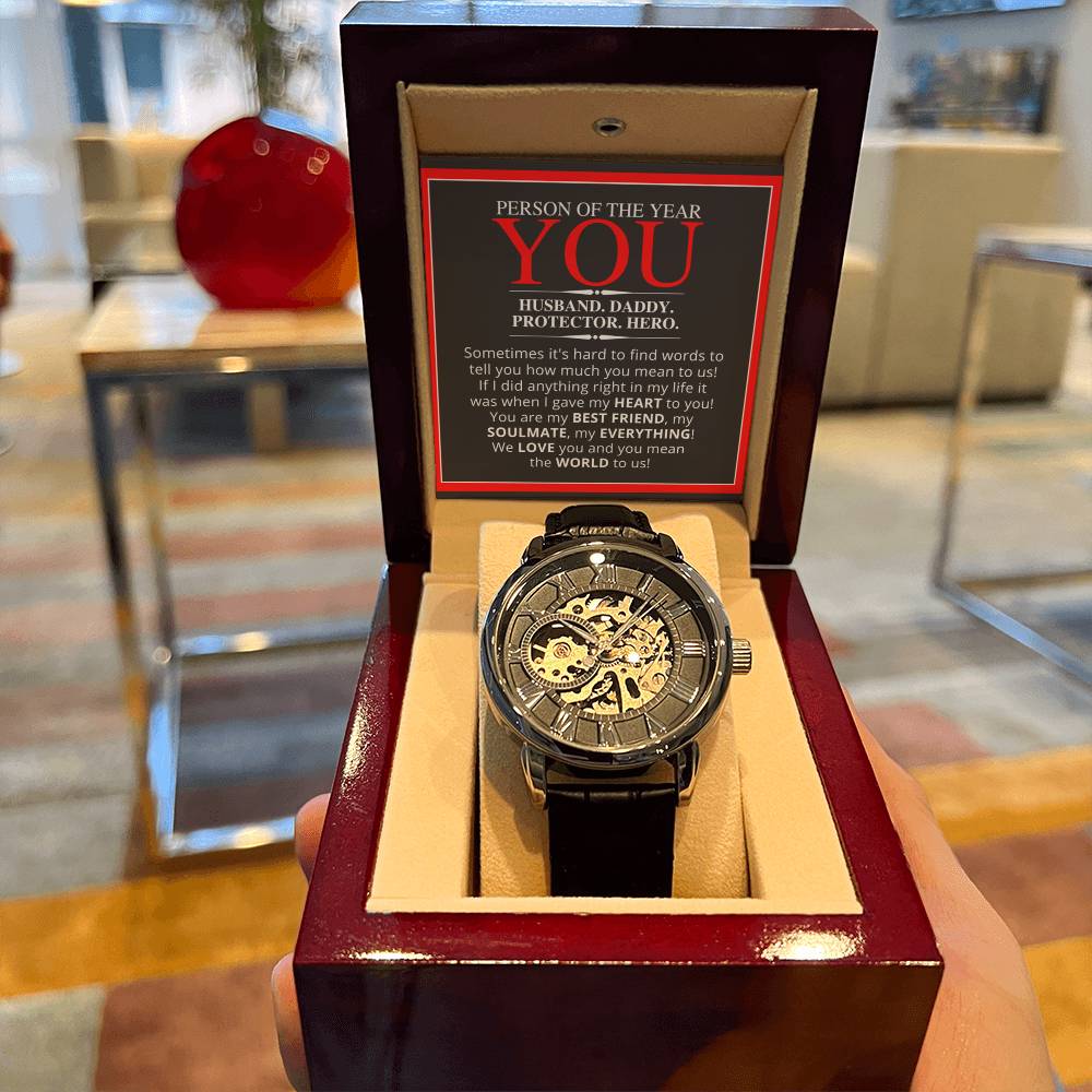 Husban Dad - Person Of The Year - Beautiful Timepiece Gift Openwork Watch