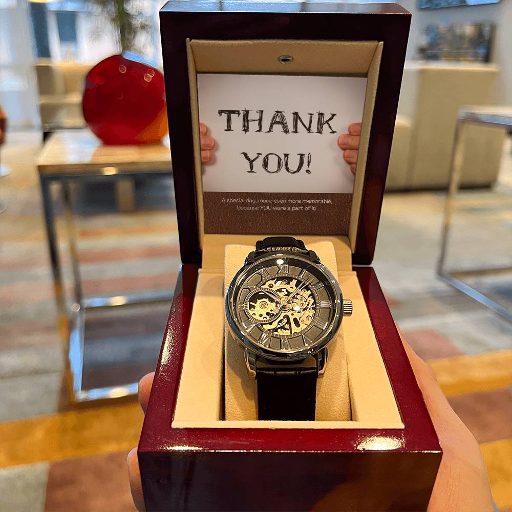 Men's Openwork Watch & Groomsman Thank You Card.