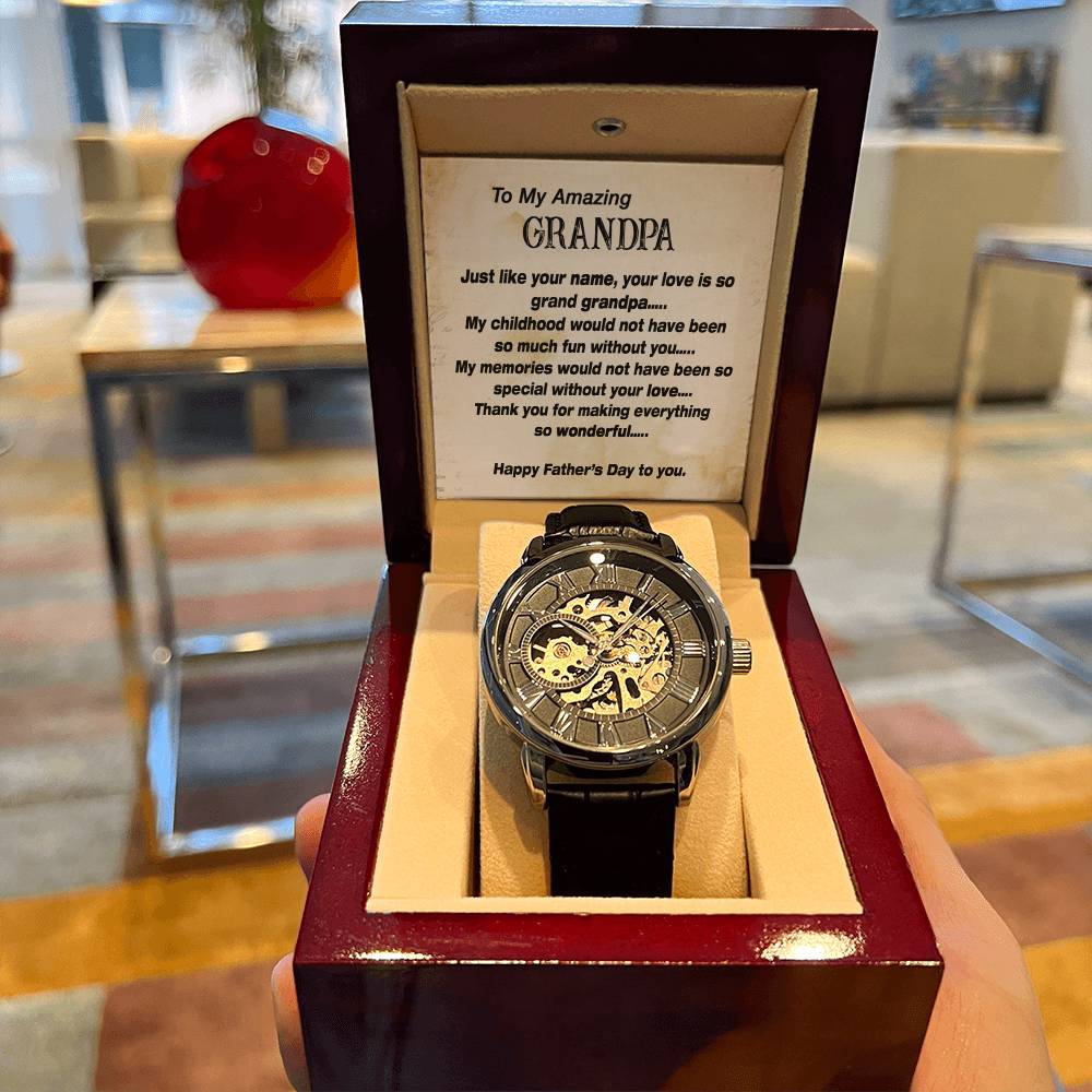 To My Amazing Grandpa Gift Watch Openwork Watch For Grandpa Father's Day Gift Watch With Message Card For Grandpa To My Grandpa From Grandchild