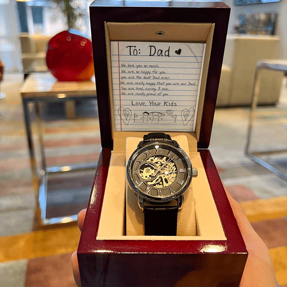 To Dad Kids Art Men's Openwork Watch A Treasured Gift For Him From The Kids