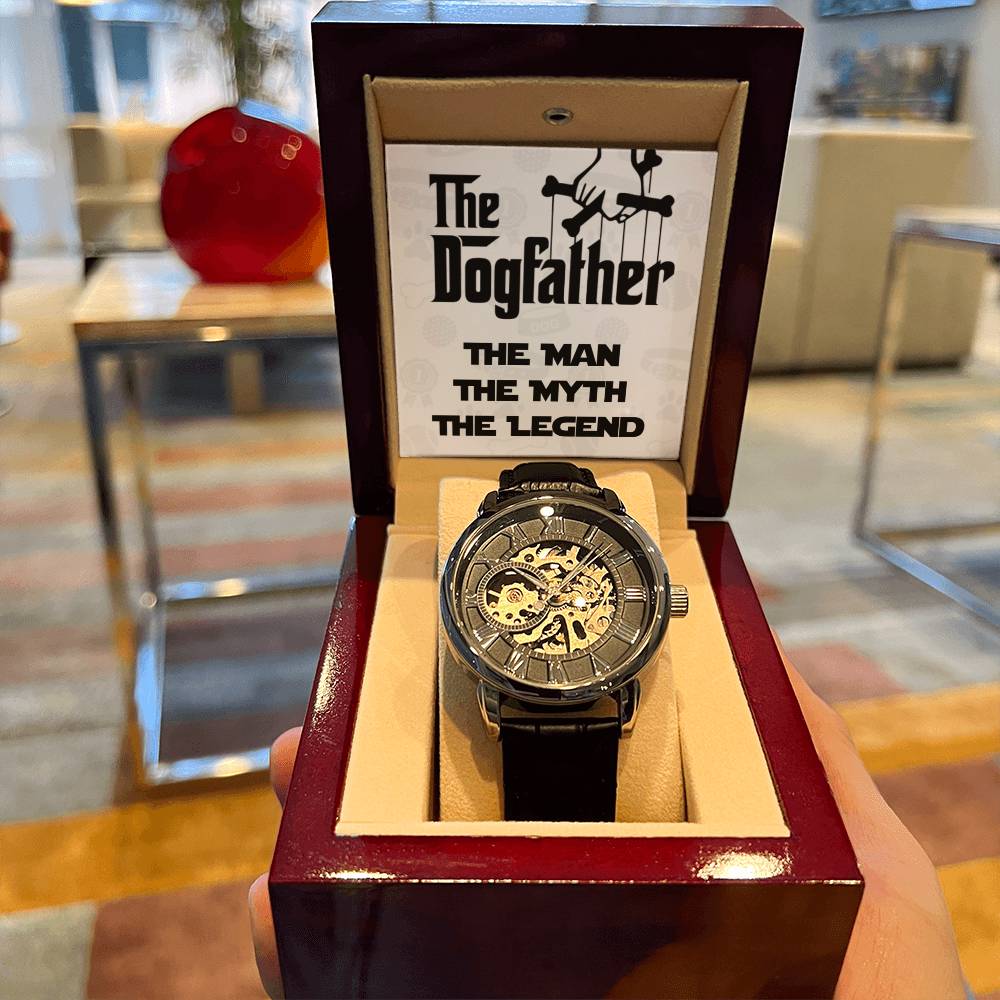 The Dogfather - Funny Cute Dog Father Dad Owner Pet Doggo Pup Mens Openwork Watch