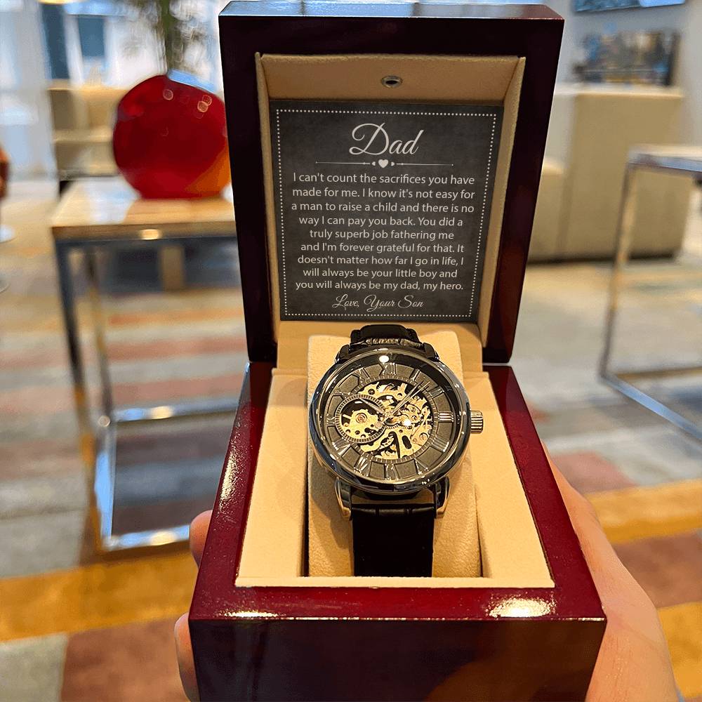 To My Dad Openwork Watch Dad Gift From Son Father's Day Gift For Dad Dad Birthday Gift