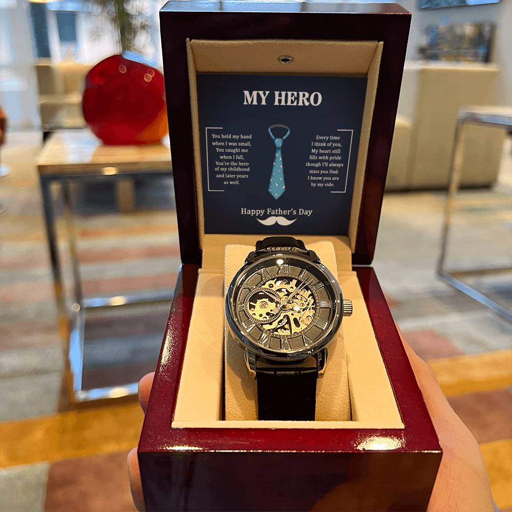 Dad My Hero - Father's Day Gift For Dad - Men's Openwork Watch