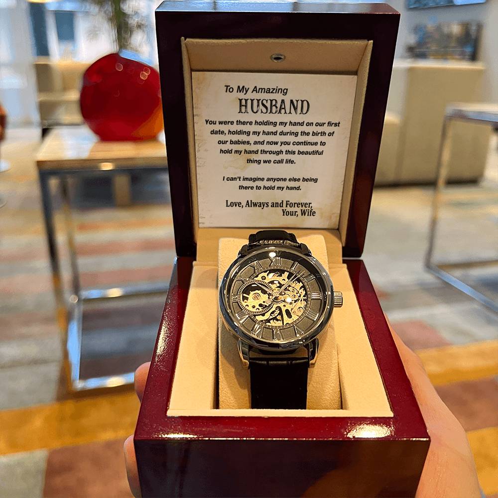 Men's Openwork Watch To My Amazing Husband Gift Watch With Message Card Skeleton Watch For Husband Father's Day Gift From Wife Husband Birthday