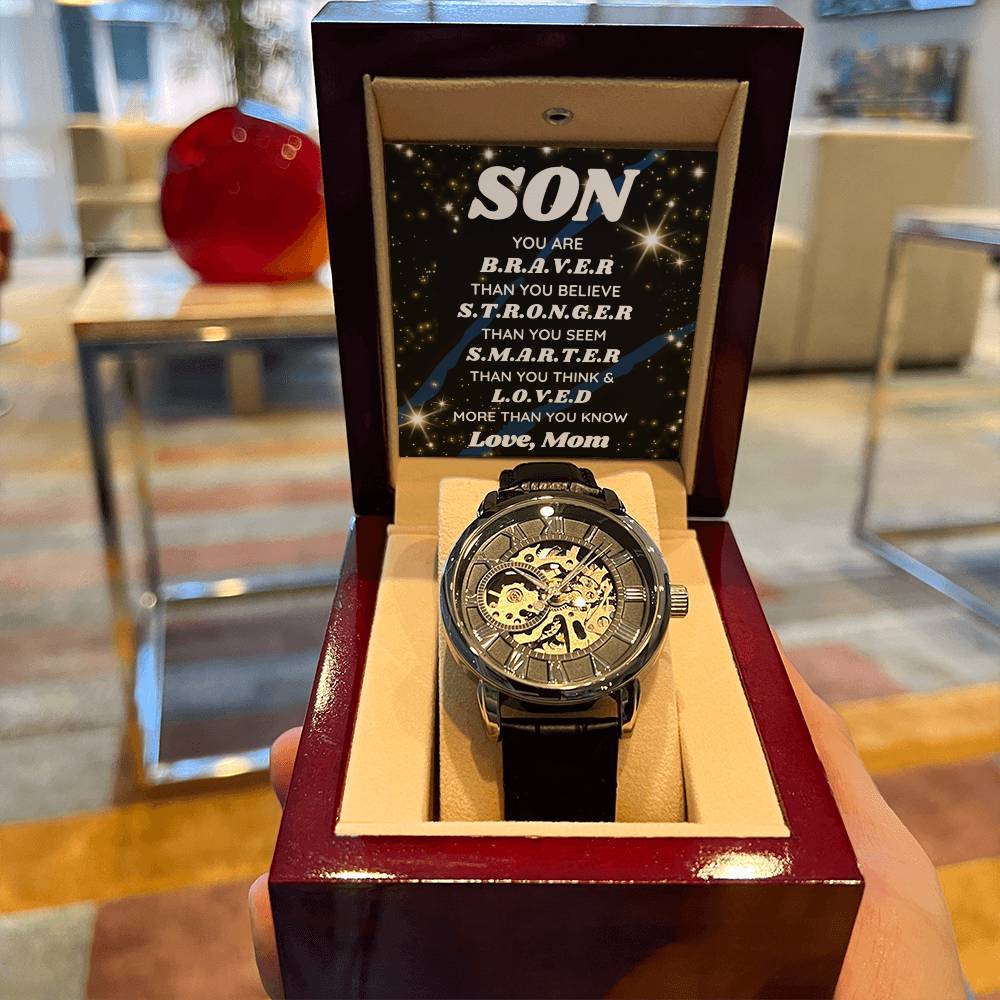 Gift For Son Son Birthday Gift From Mom Mother To Son Gift You Are Braver Than You Believe Best Son Gift Meaningful Gift Openwork Watch