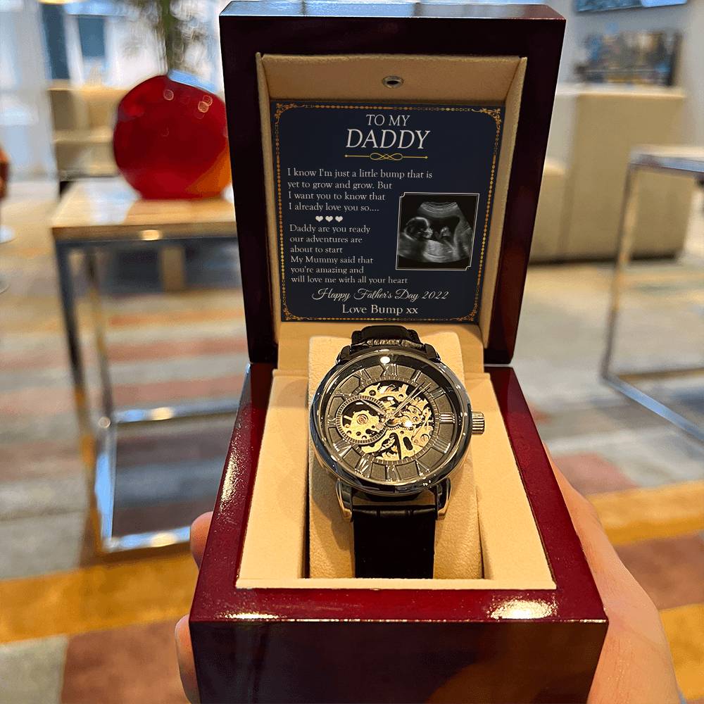 To My Daddy Openwork Watch Gift On Father's Day Pregnancy Announcement Gift From Bump First Father's Day Gift For Husband