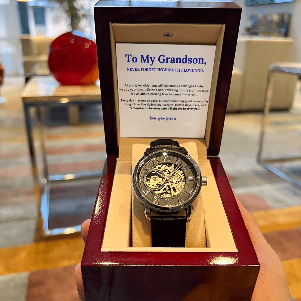 To My Grandson, Love You Forever Linked Braided Openwork Watches