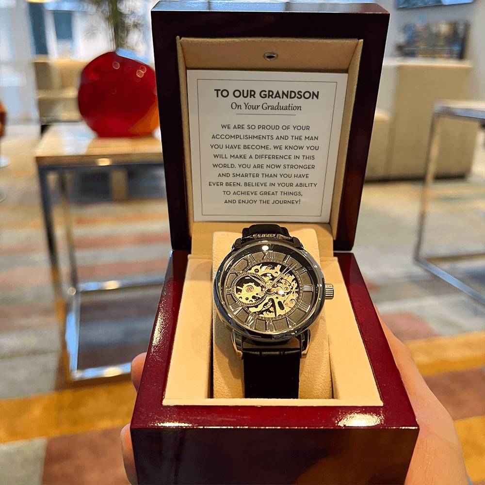 Graduation Gift For Grandson, Grandson Openwork Watches, Grandson Graduation Gift
