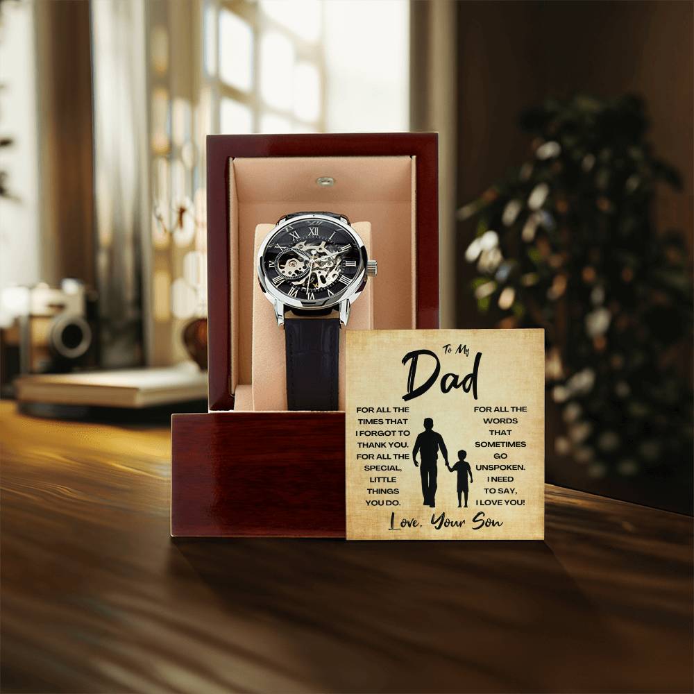 Fathers Day Gift For Dad From Son Sentimental Father Gift Openwork Watch Meaningful Dad Gift Best Fathers Day Gift Daddy Watch